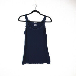 Y2K Converse Navy Blue Lace Detailed Cami Sz L EUC 90s Y2K Dainty Feminine